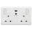 Knightsbridge Curved Edge 13A 2-Gang SP Switched Socket + 2.25A 45W 2-Outlet Type A & C USB Charger White