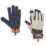 ClipGlove General Purpose   Synthetic Leather Gardening Gloves Navy / Cream Large