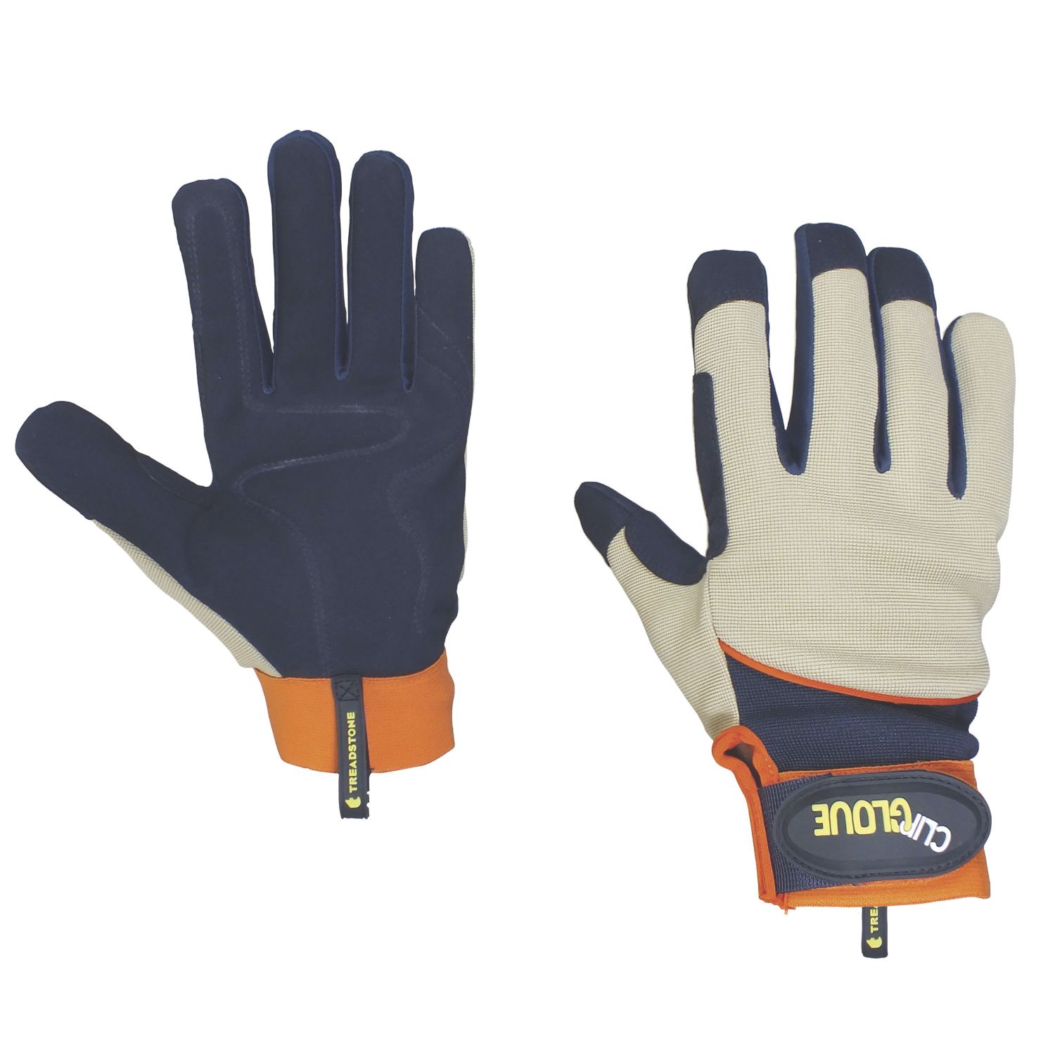 ClipGlove General Purpose - Men's Large Synthetic Leather Gardening Gloves Navy / Cream Large (662YE)