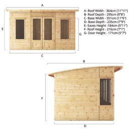 Mercia Helios 11' 6" x 7' 6" (Nominal) Pent Timber Summerhouse