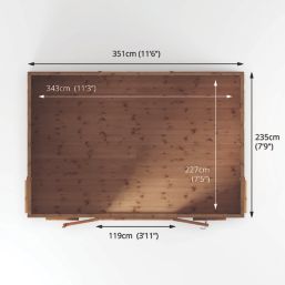 Mercia Helios 11' 6" x 7' 6" (Nominal) Pent Timber Summerhouse