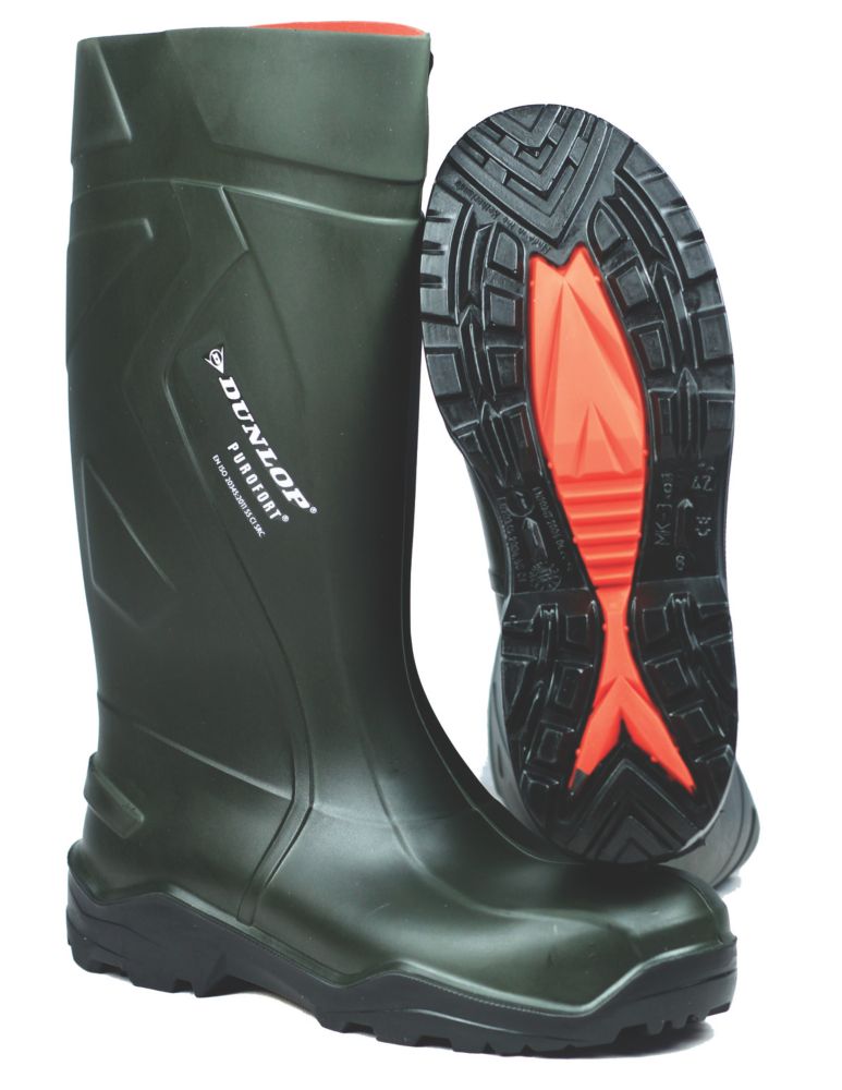 Dunlop Purofort Safety Wellies Green Size 5 Screwfix