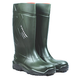 Dunlop Purofort+   Safety Wellies Green Size 5