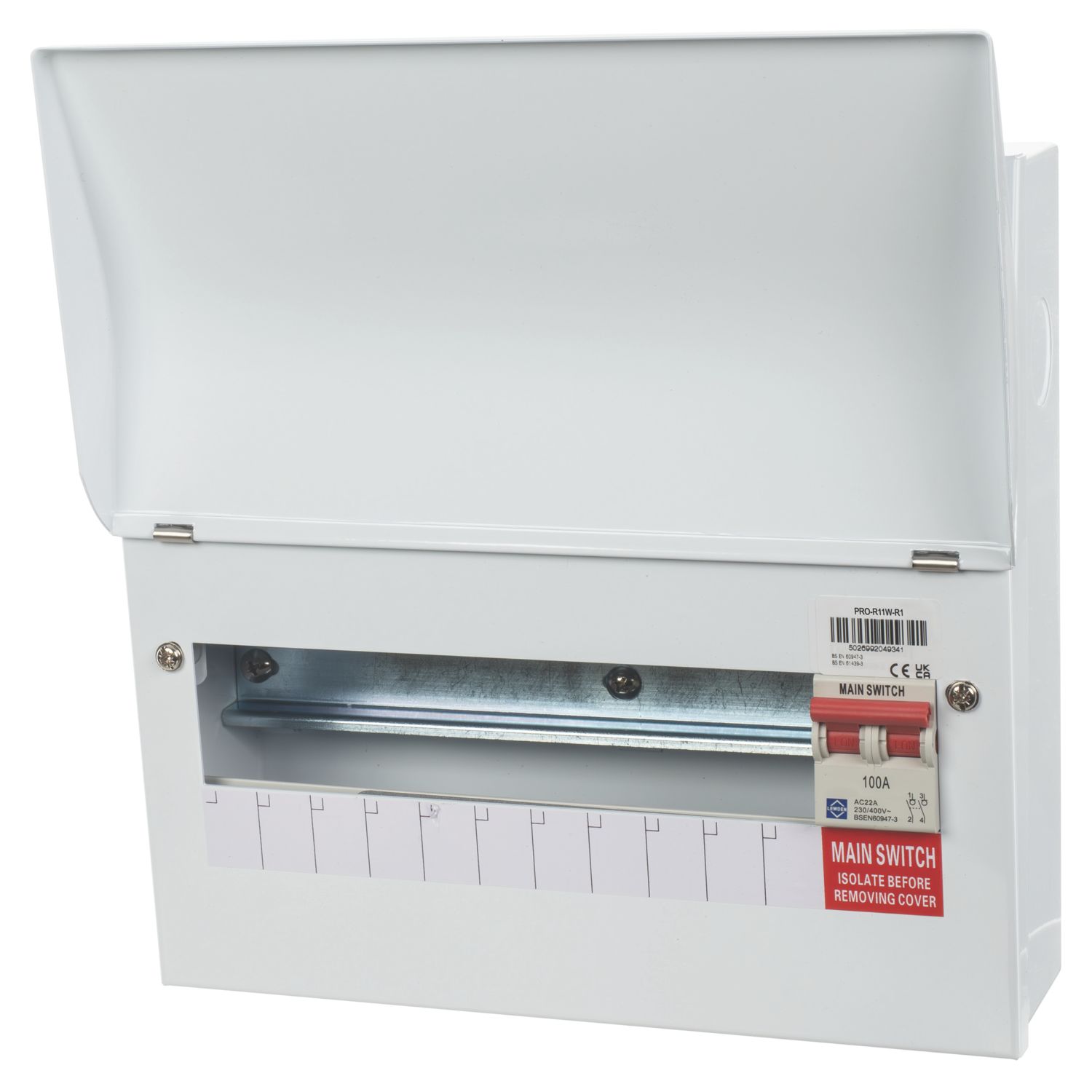 Lewden PRO-R11W-R1 13-Module 11-Way Part-Populated High Integrity Main Switch Consumer Unit (663AF)