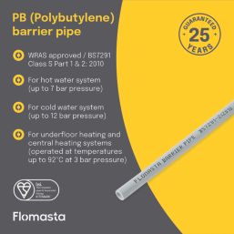 Flomasta  Push-Fit PB Layflat Pipe 10mm x 25m White