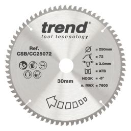 Trend CSB/CC25072 Wood Saw Blade 250mm x 30mm 72T