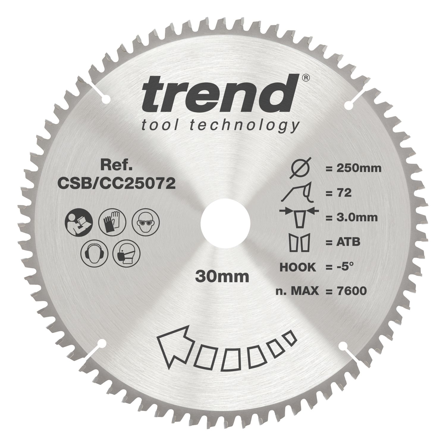 Trend CSB/CC25072 Wood Circular Saw Blade 250mm x 30mm 72T (663EC)