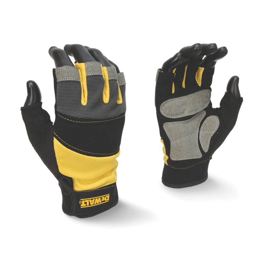 DeWalt DPG213L Fingerless Gloves Black / Yellow / Grey Large Screwfix