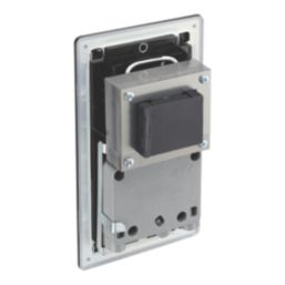 LAP  2-Gang Dual Voltage Shaver Socket 115/240V Matt Black with Black Inserts