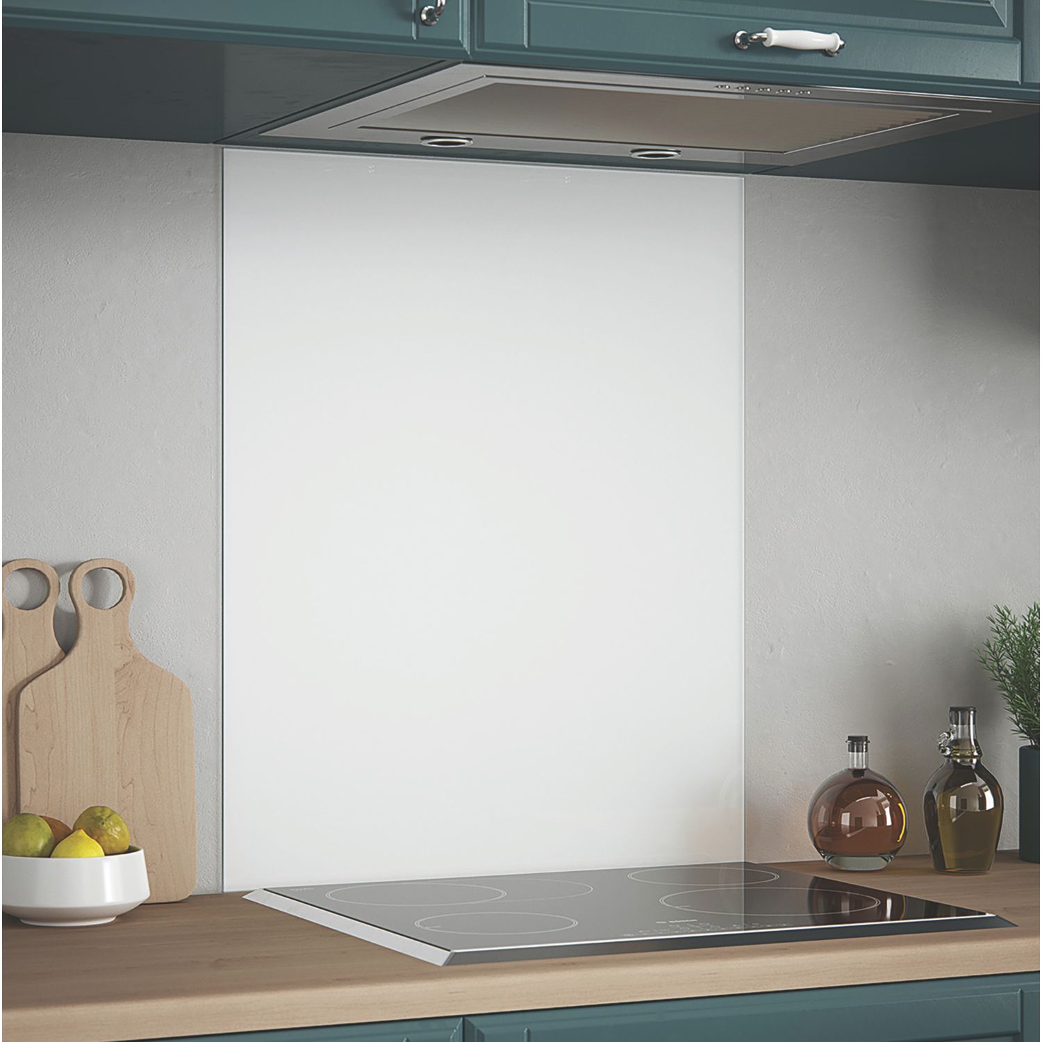 Splashback Ice White Self-Adhesive Glass Kitchen Splashback 600mm x 750mm x 6mm (663RX)