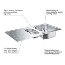 Grohe K200 1.5 Bowl Stainless Steel Sink  965mm x 500mm