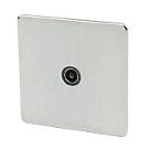 Crabtree Platinum 1-Gang Female Coaxial TV Socket Satin Chrome with Black Inserts