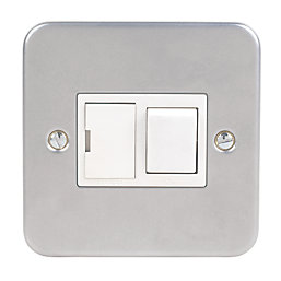 13A Switched Metal Clad Fused Spur & Flex Outlet   with White Inserts