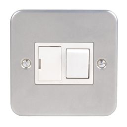 Essentials  13A Switched Metal Clad Fused Spur & Flex Outlet   with White Inserts