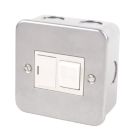 13A Switched Metal Clad Fused Spur & Flex Outlet   with White Inserts