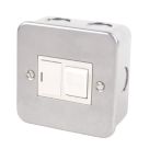 Essentials  13A Switched Metal Clad Fused Spur & Flex Outlet   with White Inserts