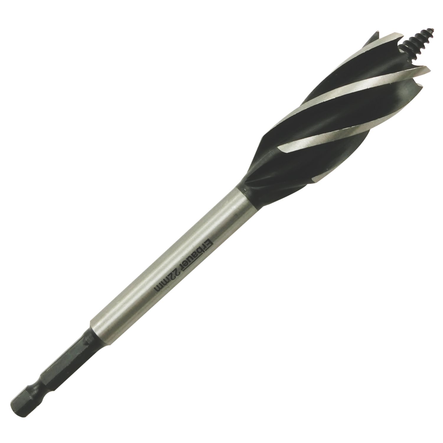 Erbauer Hex Shank 5-Flute Auger Wood Drill Bit 22mm x 165mm (6646V)