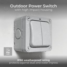 British General  IP66 20A 2-Gang 2-Way Weatherproof Outdoor Switch with Neon
