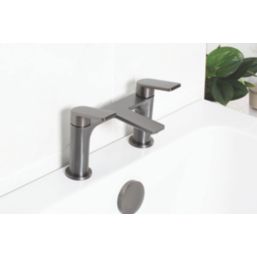 Bristan Frammento Gun Metal Grey 150mm Deck Mounted Lever 2 Tap Holes Bath Mixer Tap