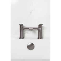 Bristan Frammento Gun Metal Grey 150mm Deck Mounted Lever 2 Tap Holes Bath Mixer Tap