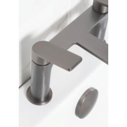 Bristan Frammento Gun Metal Grey 150mm Deck Mounted Lever 2 Tap Holes Bath Mixer Tap