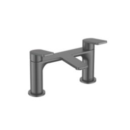 Bristan Frammento Gun Metal Grey 150mm Deck Mounted Lever 2 Tap Holes Bath Mixer Tap