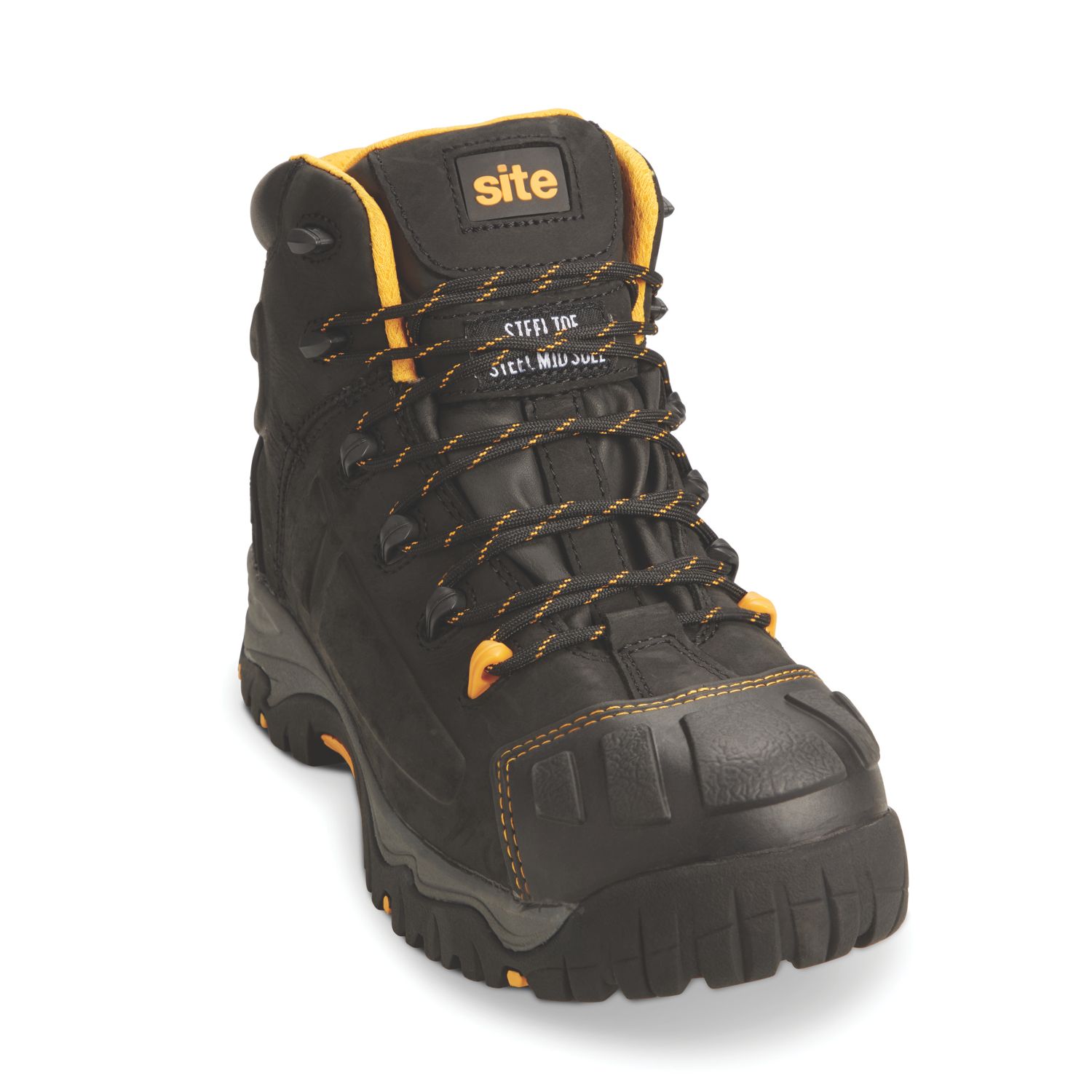 Site Fortress Size 15 Black Waterproof Steel Toe Cap Safety Boots (664JL)