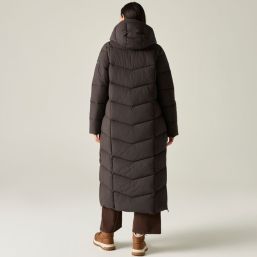 Regatta Eloria Womens Hooded Long Quilted Coat Dark Chocolate - ZB4 Size 12