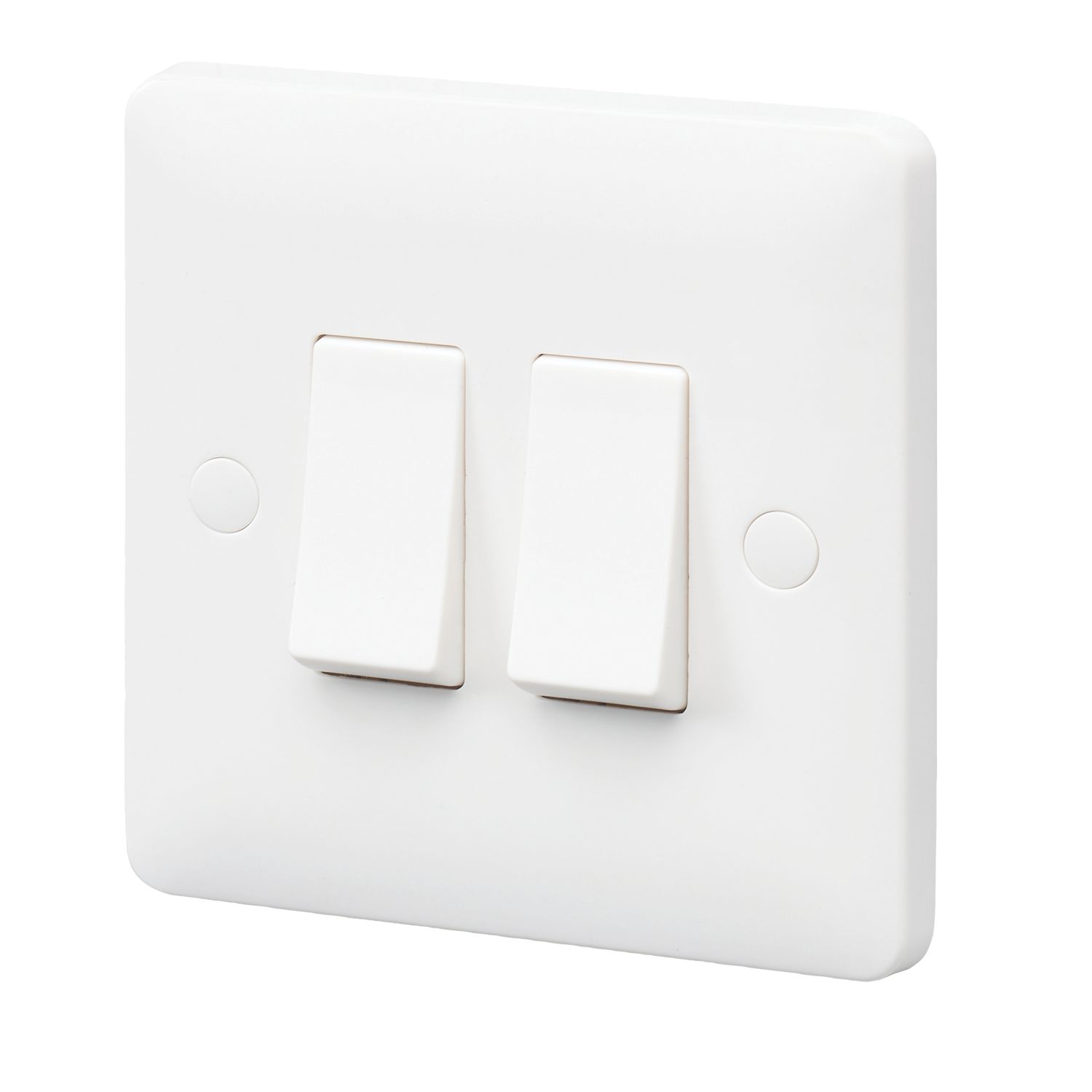 MK Base 10AX 2-Gang 1-Way Light Switch White (664PF)
