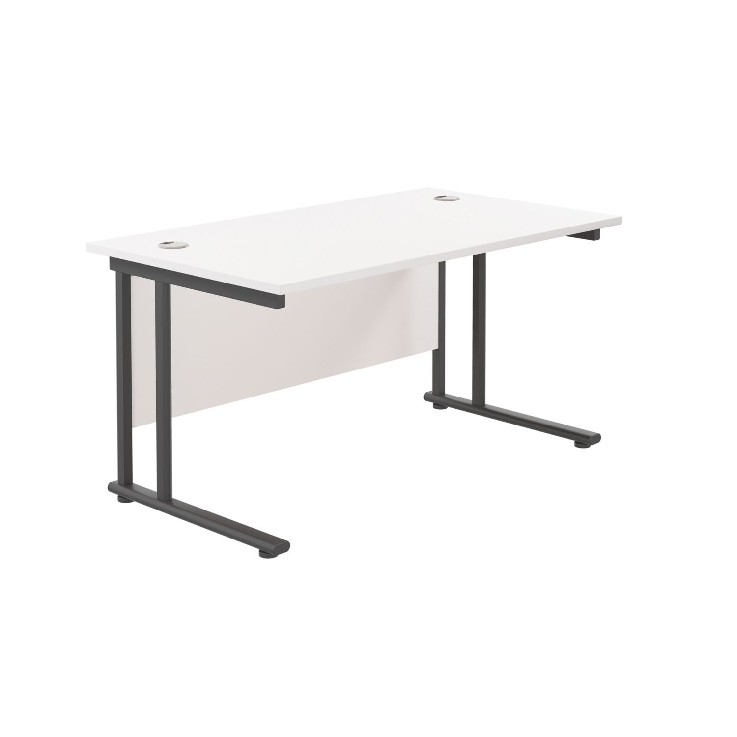 TC Group Aztec Twin Upright Rectangular Office Desk White/Black 1400mm x 800mm (664TT)