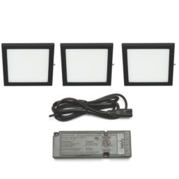 VEW Slim Square LED Cabinet Lights Black 3W 150lm 3 Pack