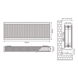 Flomasta 500mm x 1100mm 5523BTU White Type 22 Convector Radiator