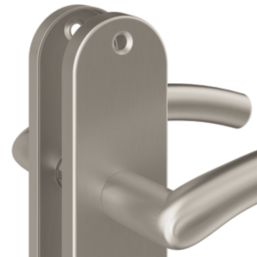 Cooke & Lewis Bourne Fire Rated WC Lever on Backplate Handle Pair Satin Nickel