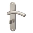 Cooke & Lewis Bourne Fire Rated WC Lever on Backplate Handle Pair Satin Nickel