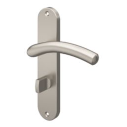 Cooke & Lewis Bourne Fire Rated WC Lever on Backplate Handle Pair Satin Nickel
