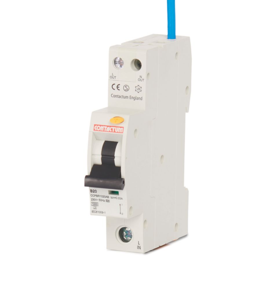 Contactum Defender 20A 30mA SP Type B Compact RCBO - Screwfix