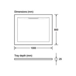 Mira Flight Level Rectangular Shower Tray White 1000mm x 800mm x 25mm