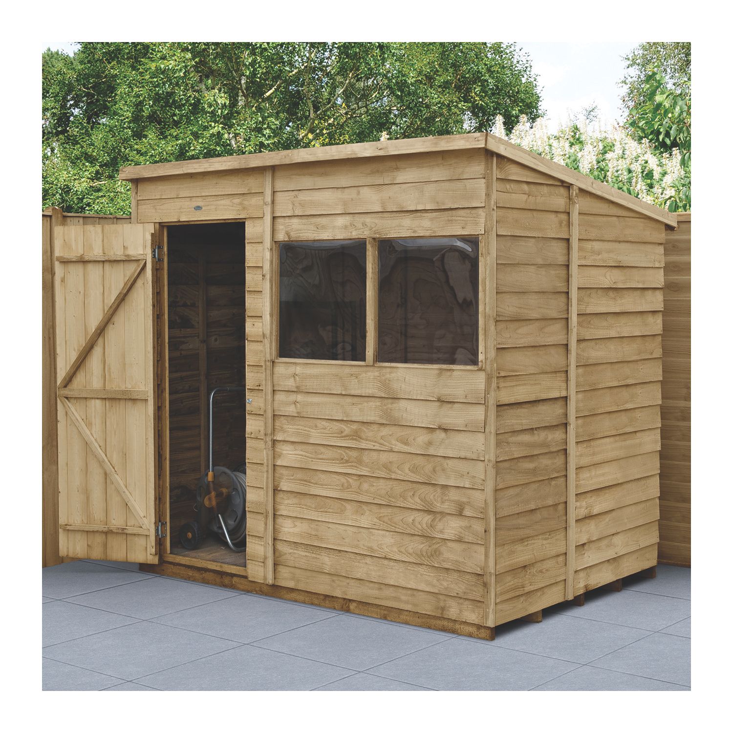Forest 7' x 5' (Nominal) Pent Overlap Timber Shed with Assembly (665JR)