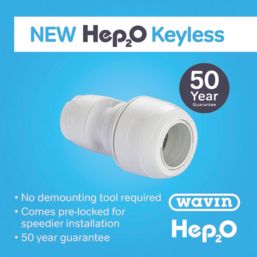 Hep2O  Plastic Push-Fit Reducing Keyless Coupler 15mm x 22mm