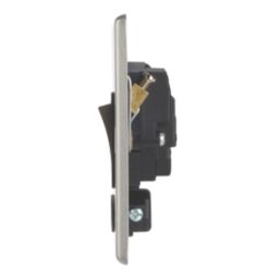 Contactum iConic 20A 1-Gang DP Control Switch & Flex Outlet Brushed Steel  with Black Inserts