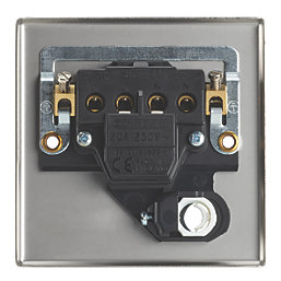 Contactum iConic 20A 1-Gang DP Control Switch & Flex Outlet Brushed Steel  with Black Inserts