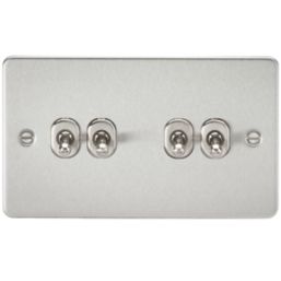 Knightsbridge  10AX 4-Gang 2-Way Light Switch  Brushed Chrome