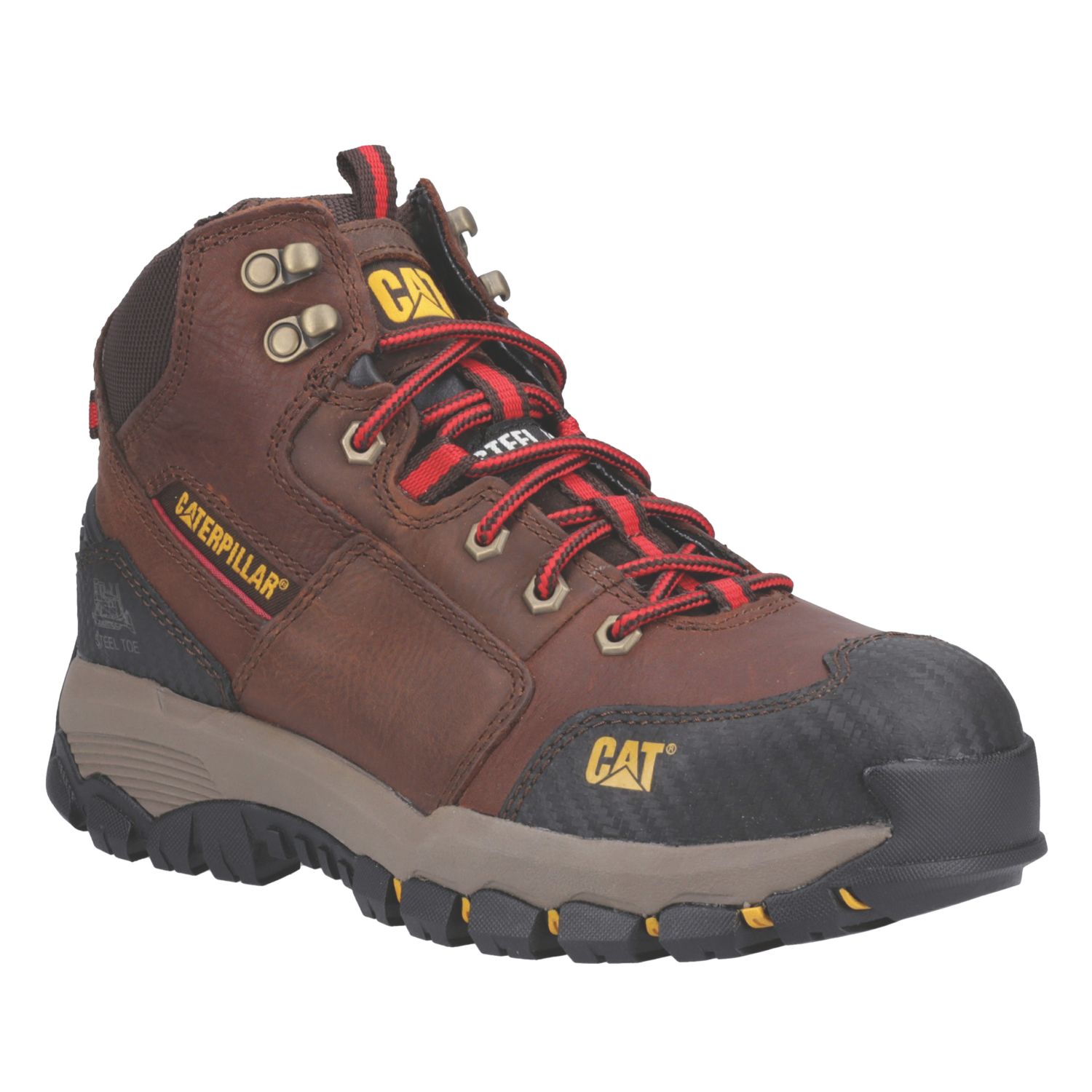 CAT Navigator Mid Size 8 Brown Water-Resistant Steel Toe Cap Safety Boots (665XP)