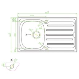 Essentials  1 Bowl Stainless Steel Kitchen Sink & Drainer  860mm x 500mm