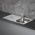 1 Bowl Stainless Steel Kitchen Sink & Drainer 860 x 500mm