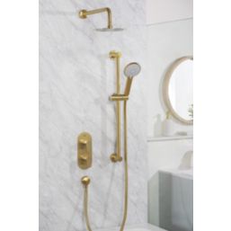 Bristan Round Riser Rail Kit and Wall Outlet Brushed Brass