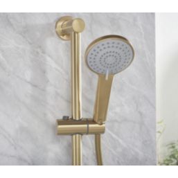Bristan Round Riser Rail Kit and Wall Outlet Brushed Brass