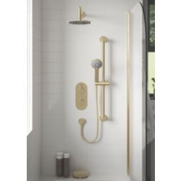 Bristan Round Riser Rail Kit and Wall Outlet Brushed Brass