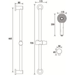 Bristan Round Riser Rail Kit and Wall Outlet Brushed Brass