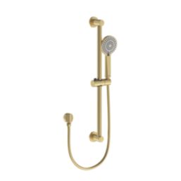 Bristan Round Riser Rail Kit and Wall Outlet Brushed Brass